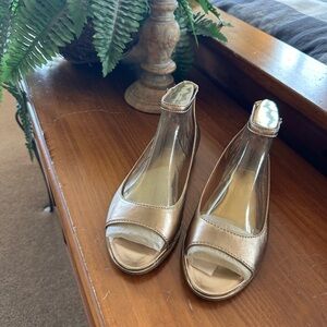 Lucky Brand Gold Peep-Toe Heels